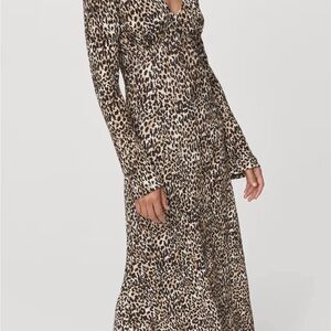 Mango Animal Print Long Sleeve Dress